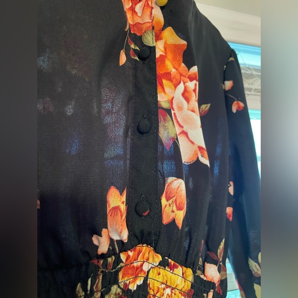 J for Justify Black Floral Long Sleeve Dress - Picture 4 of 4